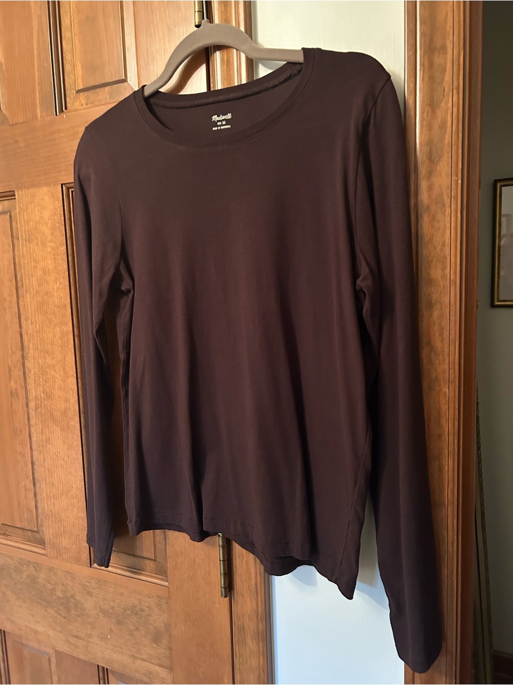Madewell Long Sleeve Crew Neck Top - Dark Brown